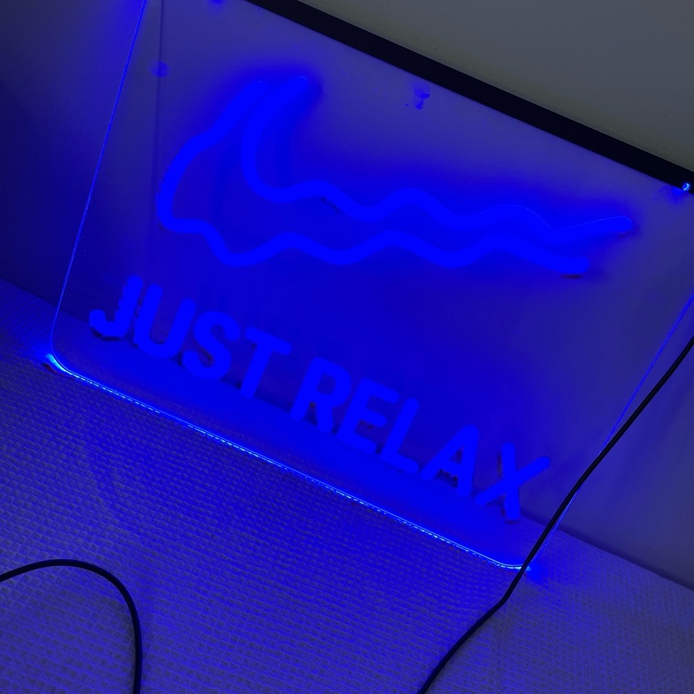 Blue Neon 'Just Relax' Sign 16” by 12” USB no block included adjustable bright - Picture 9 of 16